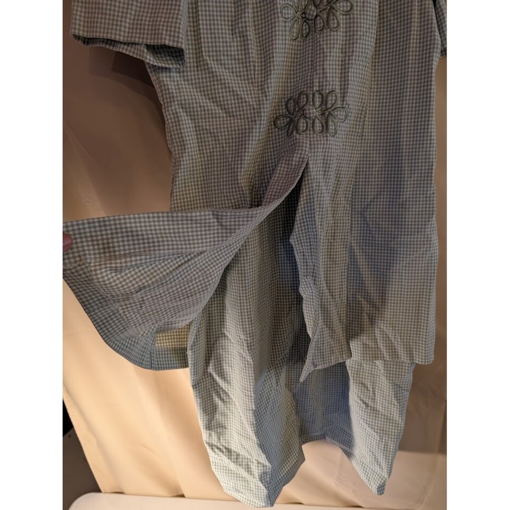 MHM Melissa Harper Green Gingham Tunic Dress Size 12 Short Sleeve‎ Split Hem - Picture 4 of 4